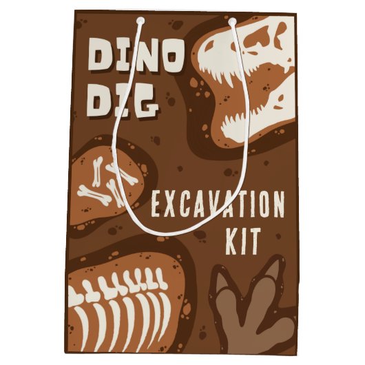 Dino Dig Dinosaurus Uitgraving Kit Feestgeschenk B Medium Cadeauzakje (Achterkant)