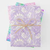 Dino Dig regenboogvapbladen Inpakpapier Vel (In situ)