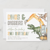 Dino Diggers 2e Invitation anniversaire (Devant)