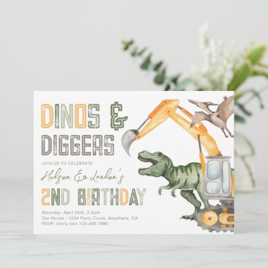 Dino Diggers 2e Invitation anniversaire (Debout devant)