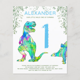 Dino Dino 1e verjaardagsfeestje budget uitnodiging Flyer