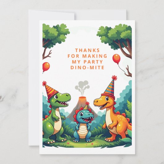 Dino Dinosaur Anniversaire Carte de remerciements  (Devant)