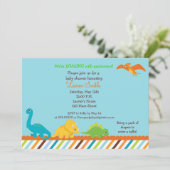 Dino Dinosaur Boys Baby shower Uitnodiging (Staand voorkant)