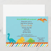 Dino Dinosaur Boys Baby shower Uitnodiging (Voorkant / Achterkant)