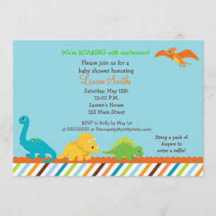 Dino Dinosaur Boys Baby shower Uitnodiging