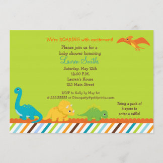 Dino Dinosaur Boys Baby shower Uitnodiging