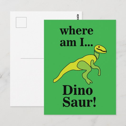 Dino Dinosaurius Waar Ben Ik Grappig Briefkaart (Voorkant / Achterkant)