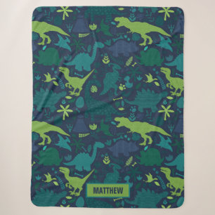 Dino Doodle Silhouetten Kinderen Dinosaurus Sherpa Deken