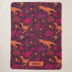 Dino Doodle Silhouetten Kinderen Dinosaurus Sherpa Deken