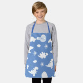 Dino Doodle Silhouettes Kinder Dinosaur Blue Schor Schort (Gedragen)