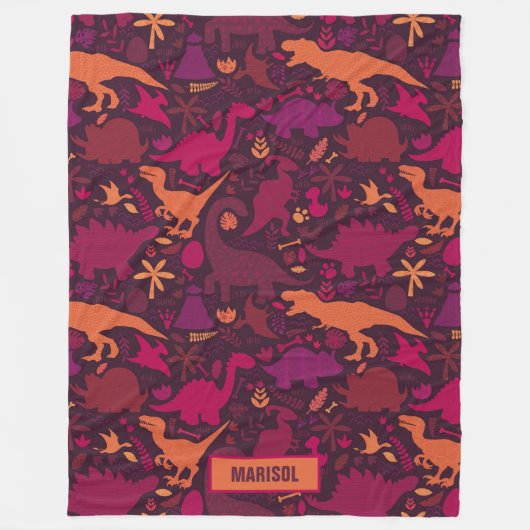 Dino Doodle Silhouettes Kinder Dinosaur Fleece Deken (Voorkant)