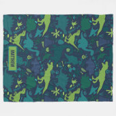 Dino Doodle Silhouettes Kinder Dinosaur Fleece Deken (Voorkant (Horizontaal))
