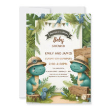 Dino-editkaarten voor babyfeestje voor jongen