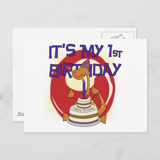 Dino Eerste Verjaardag Tshirts en geschenken Briefkaart (Voorkant / Achterkant)