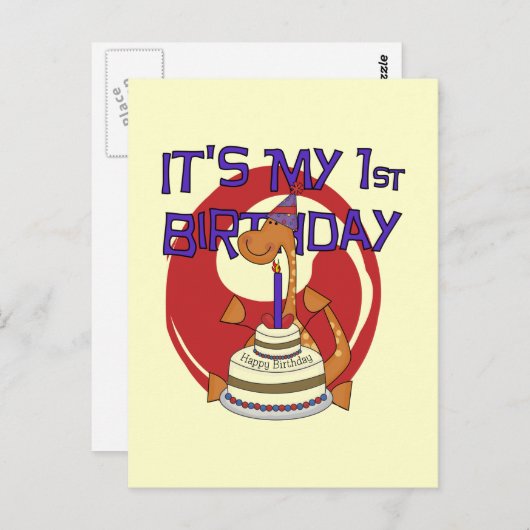 Dino Eerste Verjaardag Tshirts en geschenken Briefkaart (Voorkant / Achterkant)