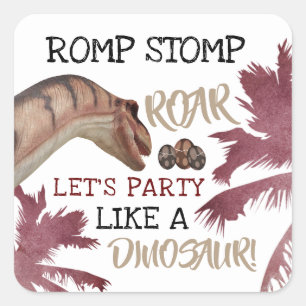 Dino Eggs, Kinderdinosaurus Verjaardagsfeest Vierkante Sticker