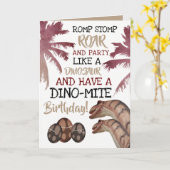 Dino-eieren, verjaardag van de kinderdinosaurus kaart (Gele Bloem)