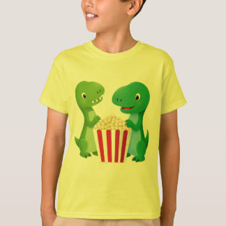 Dino en popcorn t-shirt voor kinderen