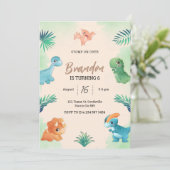 Dino Feest | Cute Dinosaurs Verjaardagsuitnodiging Kaart (Staand voorkant)