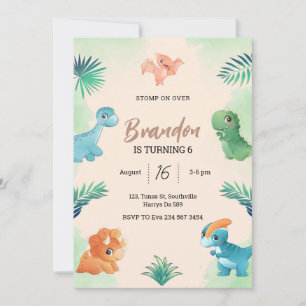 Dino Feest   Cute Dinosaurs Verjaardagsuitnodiging Kaart