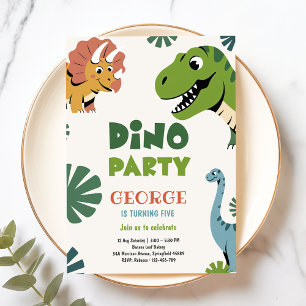 Dino Feest Schattige Grappige Dinosaurussen 5e V Kaart