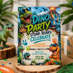 Dino Feest Verjaardag Dinosaur Verjaardag Kaart