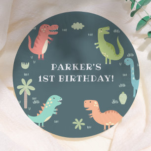 Dino Feestje Schattige Dinosaurussen Jongens Verja Papieren Bordje