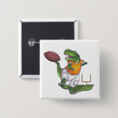 Dino Football Player Vierkante Button 5,1 Cm (Voorkant /achterkant)