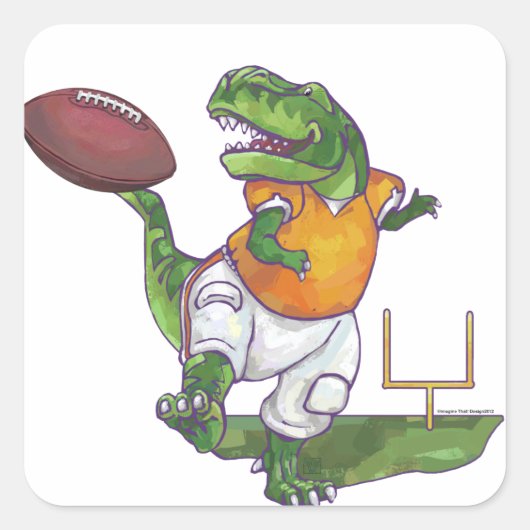 Dino Football Player Vierkante Sticker (Voorkant)