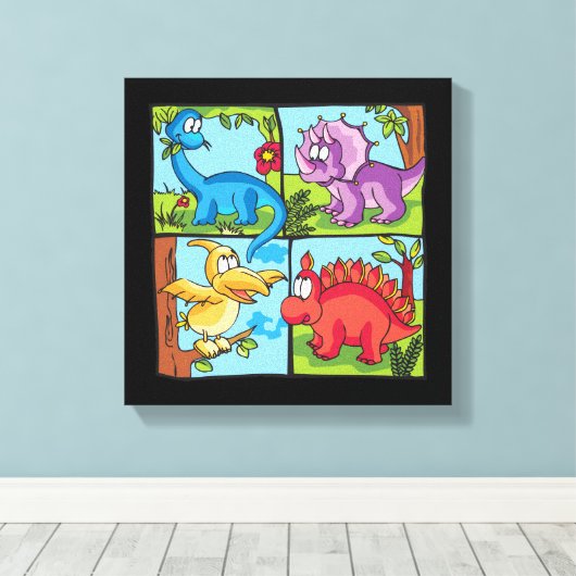 Dino Friends Canvas Afdruk (Insitu (Houten vloer))