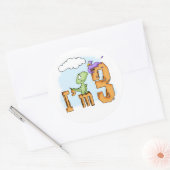 Dino Fun, 3e verjaardag Classic Round Sticker (Envelop)