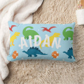 Dino Fun Kinder Red Yellow Green Blue Sierkussen Kussen (Deken)