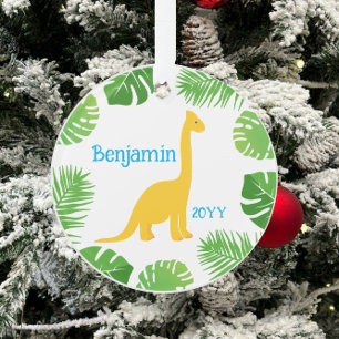 Dino gele Brontosaurus Aandenken Kerstmis Ornament