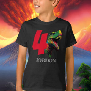Dino Gelukkige 4e Verjaardag T-shirt