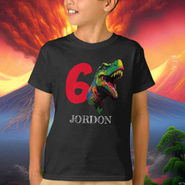 Dino Gelukkige 6e Verjaardag T-shirt