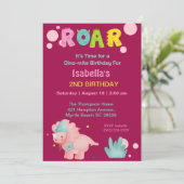 Dino Girls 2nd Birthday Party Invitation (Debout devant)