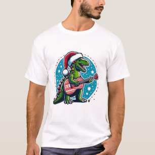Dino Gitaarspeler Kerst Grappige dag T-shirt