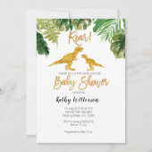 Dino Greenery oh invitation baby shower bébé (Devant)