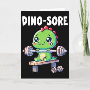 Dino Gym Workout Fitness Gewichten heffen Schattig Kaart