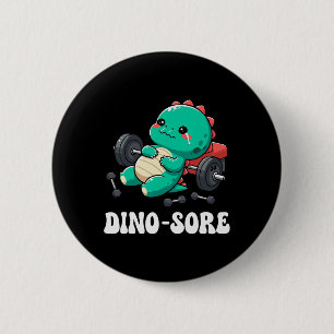Dino Gym Workout Fitness Gewichten heffen Schattig Ronde Button 5,7 Cm