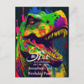 Dino Happy T-Rex De datum opslaan Briefkaart (Voorkant)