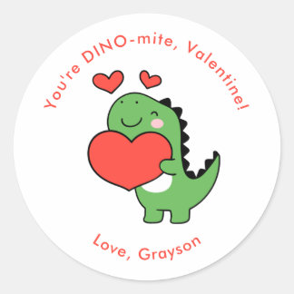 Dino Heart Gepersonaliseerde Valentijnsdag Sticker