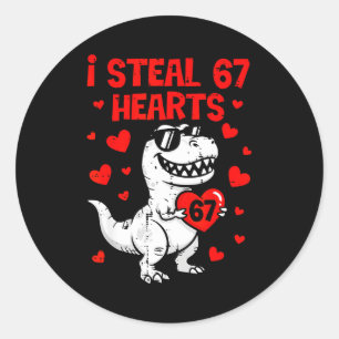 Dino houdt van Hart Ik Steel 67 Hartjes Grappige Z Ronde Sticker