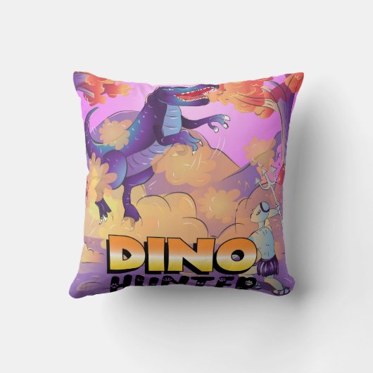 Dino Hunter Illustration Pillow Kussen (Achterkant)