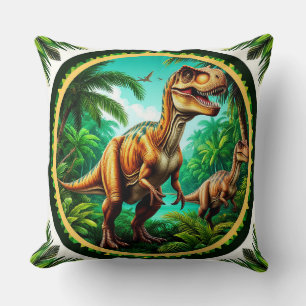 Dino in een weelderige prehistorische jungle kussen