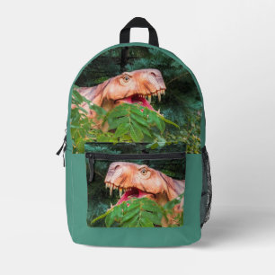 Dino in het bos. bedrukte rugzak