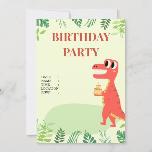 Dino invitation anniversaire (Dos)