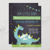Dino Invitation d'anniversaire (garçon) (Devant / Derrière)