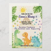 Dino Invitation d'anniversaire pour 6 ans (Devant / Derrière)