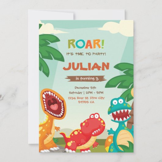Dino Invitation Dinosaur Party (Devant)